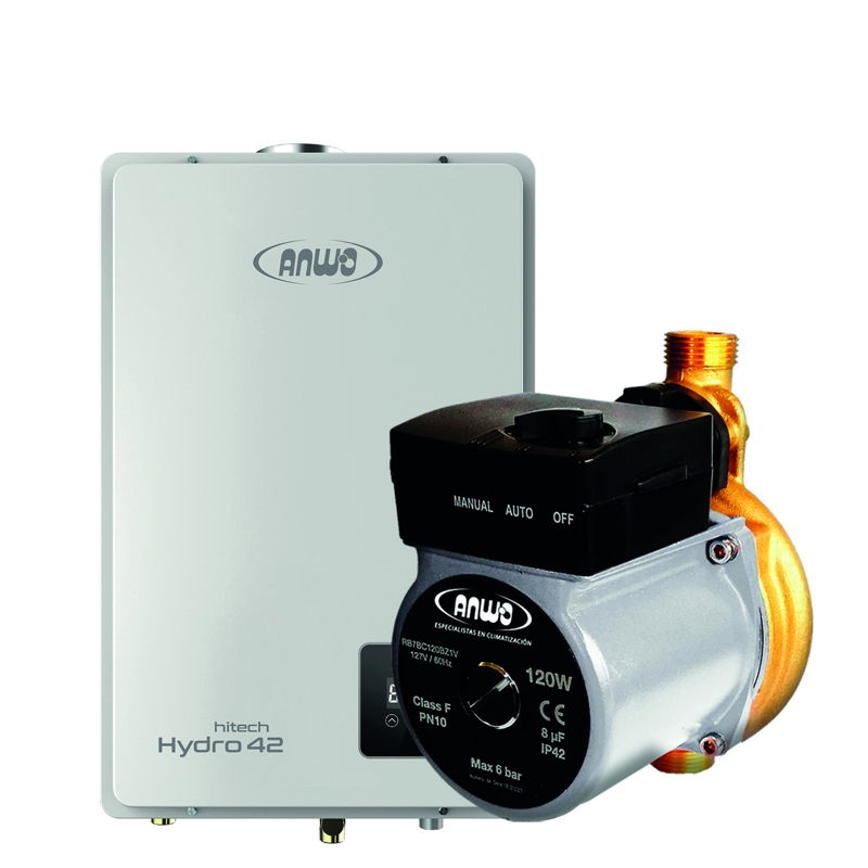 Calefón Anwo 24 L/m Hitech Hydro 42 Tiro Forzado Lpg + Bomba Presurizadora Bbapresanwo-9/26 - 1