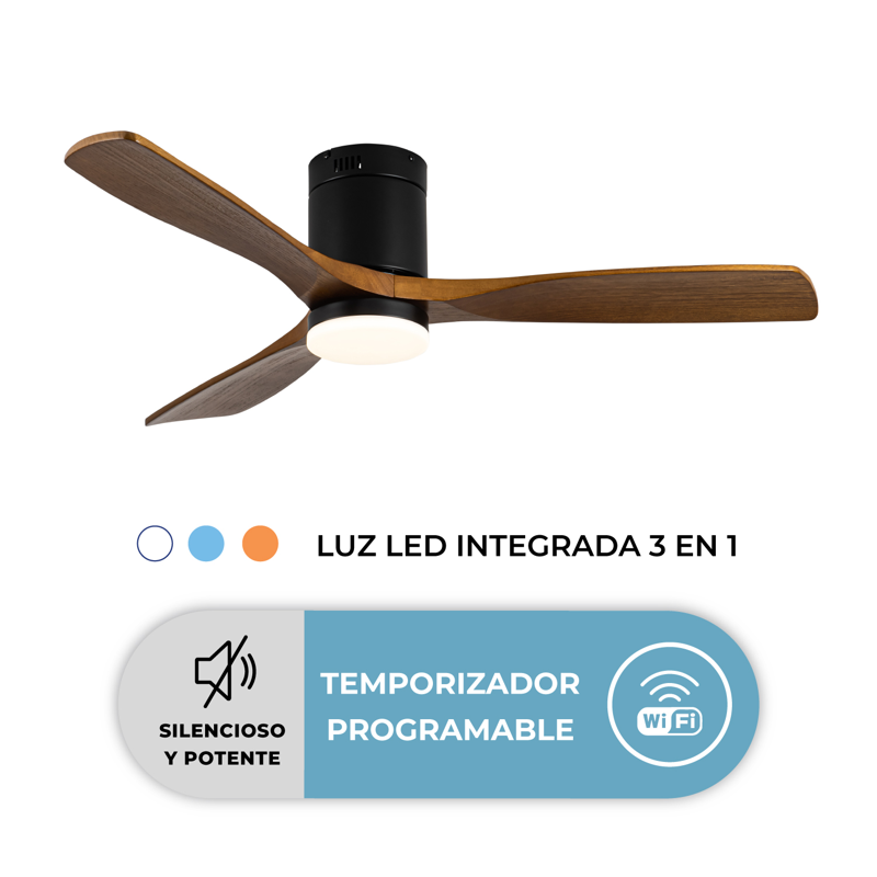 Ventilador Terraza Madera Vento Illuminato Color Nogal - 1