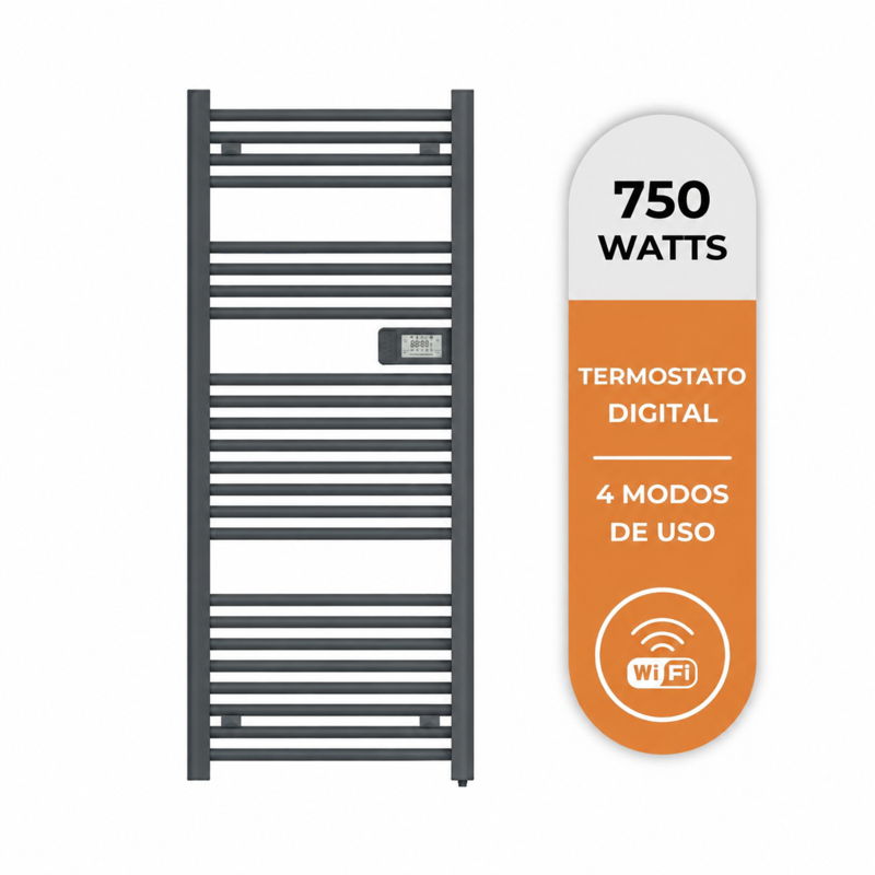 Toallero Eléctrico Tubular Anwo Fl.750g 750w Gris Mate C/wifi - 1