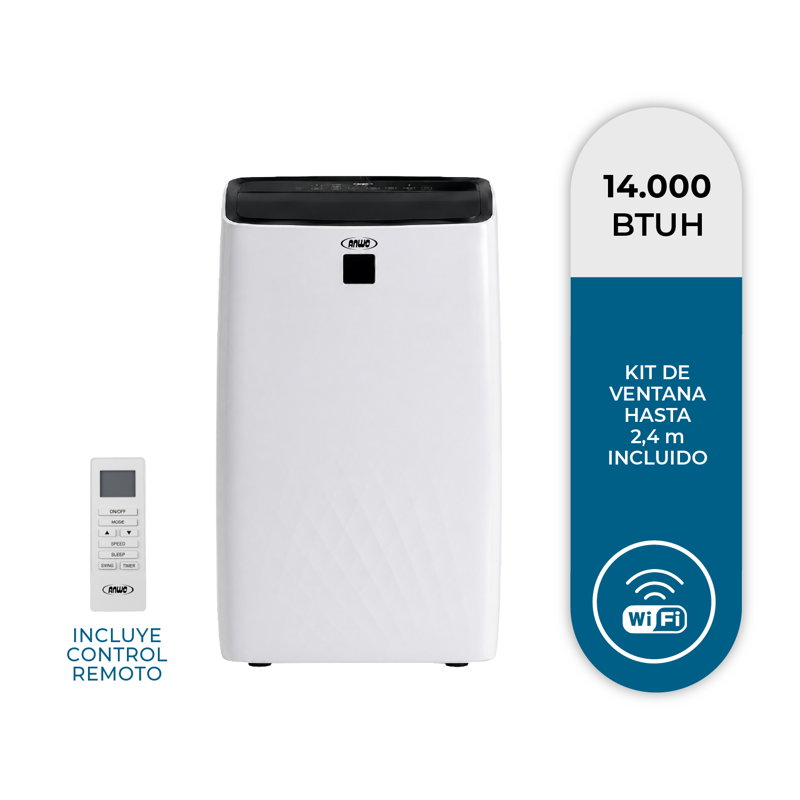 Aire Acondicionado Portátil 14000 Btu Con Wifi Y Kit 2.5 M - 1