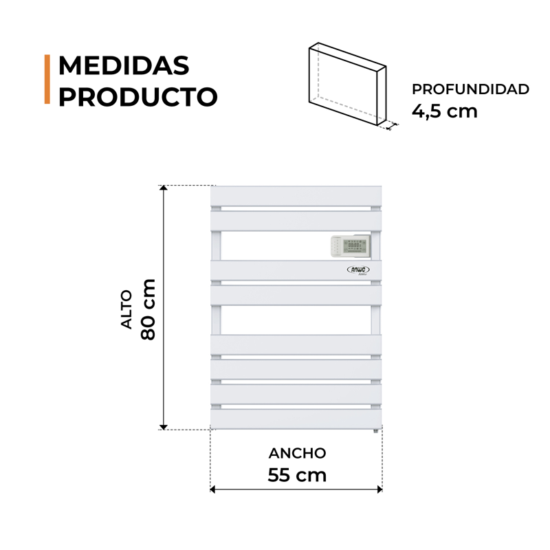 Toallero Eléctrico Plano Anwo Flb.500 500w C/wifi - image-4