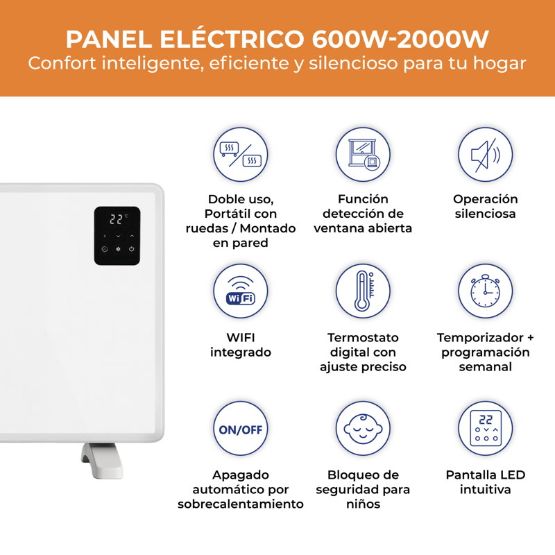 Panel El?ctrico Liso Anwo Ndfl.1200a 1200w C/wifi - image-2