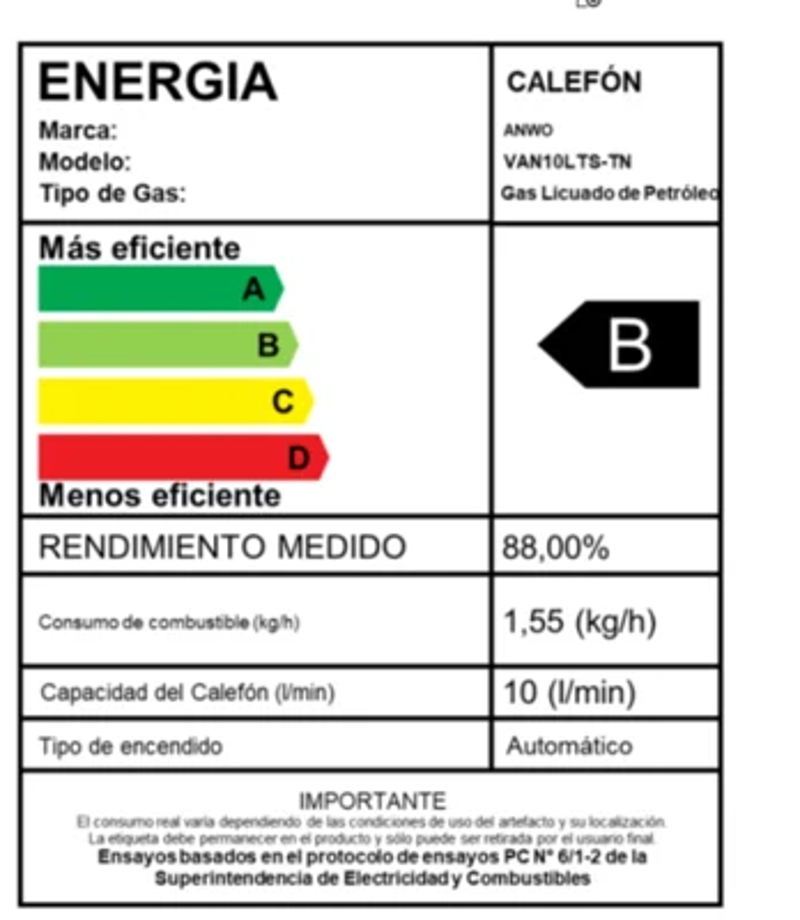 Calefón Anwo 10 L/m Hitech Hydro 20 Tiro Natural Lpg - image-2