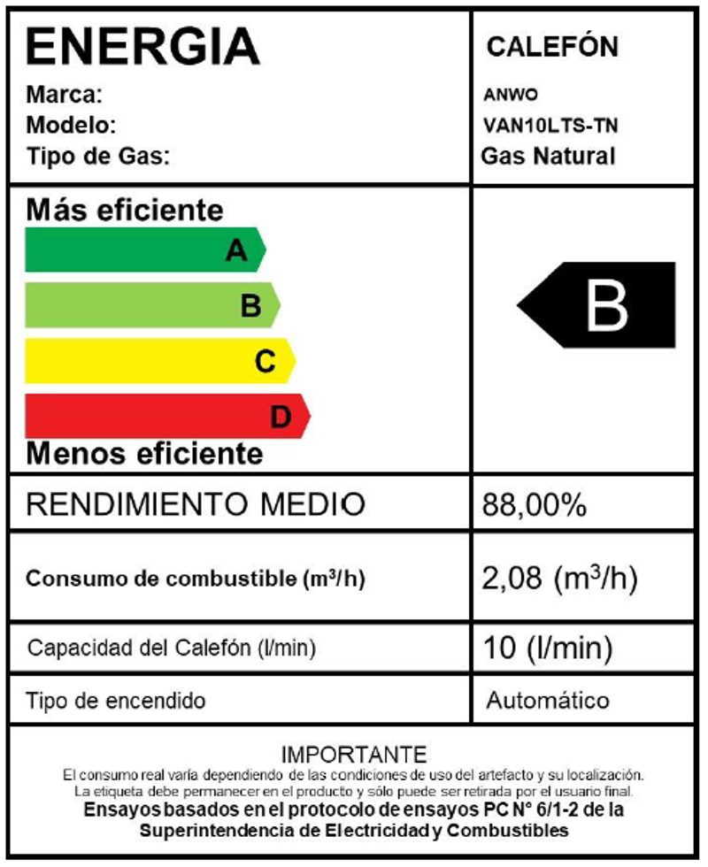 Calefón Anwo 10 L/m Hitech Hydro 20 Tiro Natural Ng - image-2
