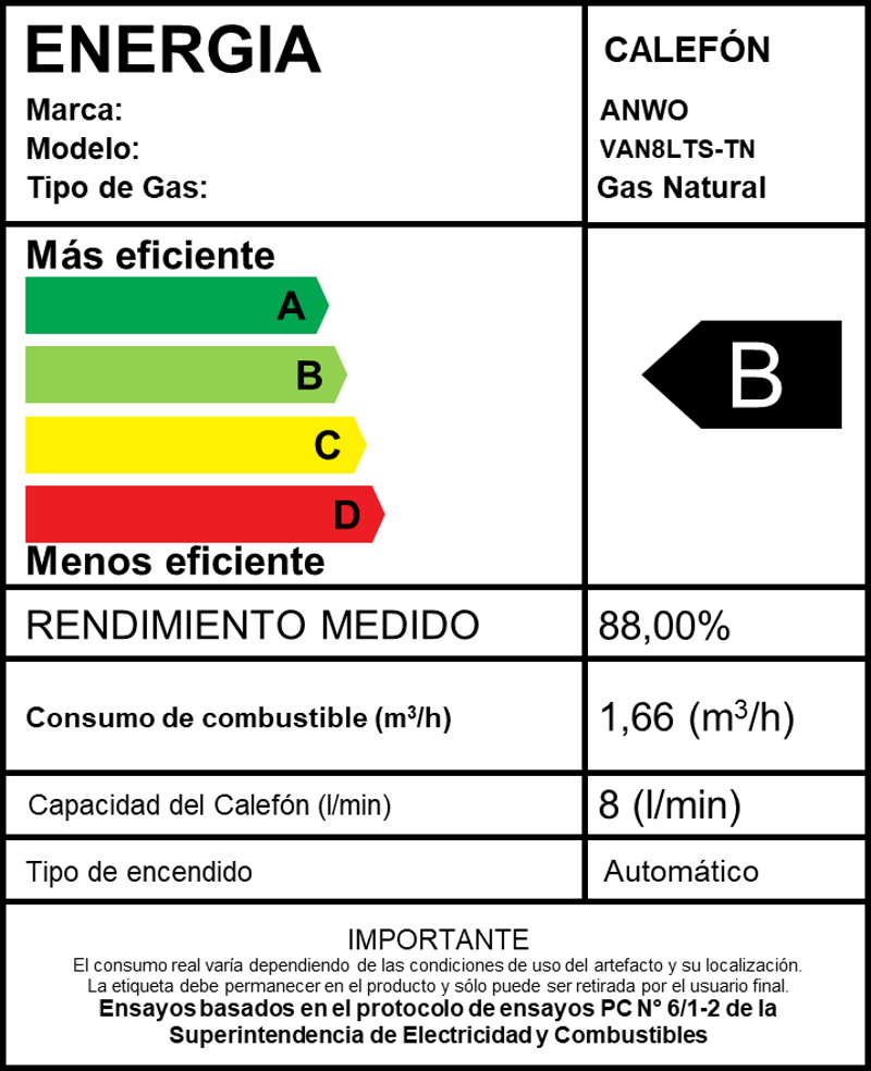Calefón Anwo 8 L/m Hitech Hydro 16 Tiro Natural Ng - image-2