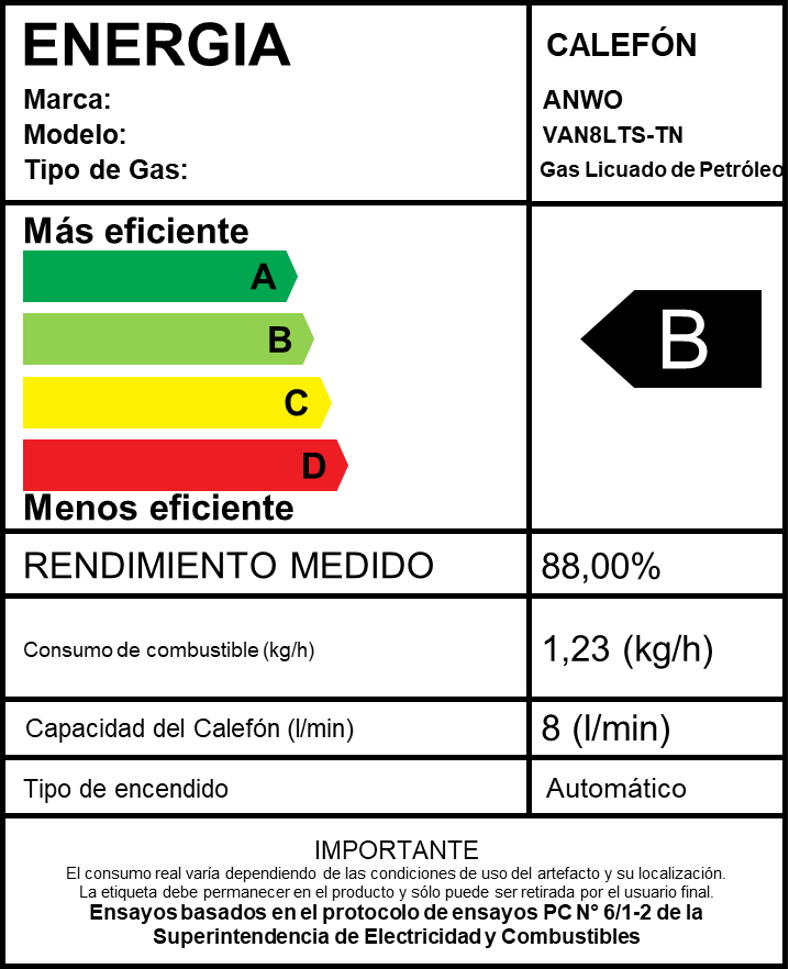 Calefón Anwo 8 L/m Hitech Hydro 16 Tiro Natural Lpg - image-2