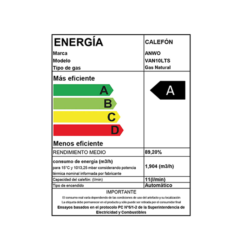 Calefón Anwo 10 L/m Hitech Hydro 18 Tiro Forzado Ng - image-4