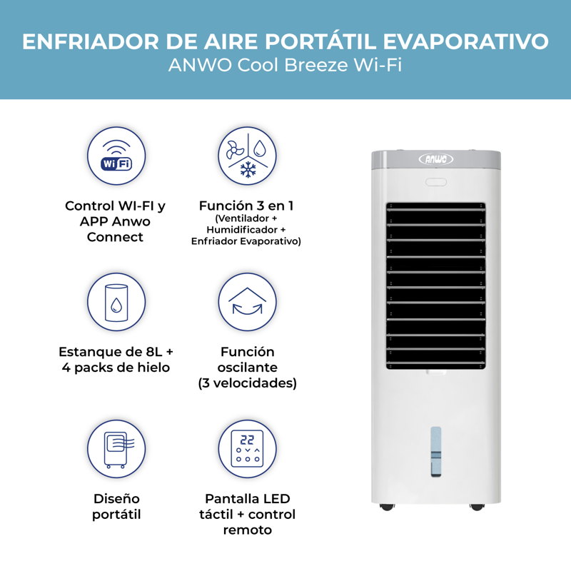 Enfriador De Aire Anwo Cool Breeze Wi-fi - image-2