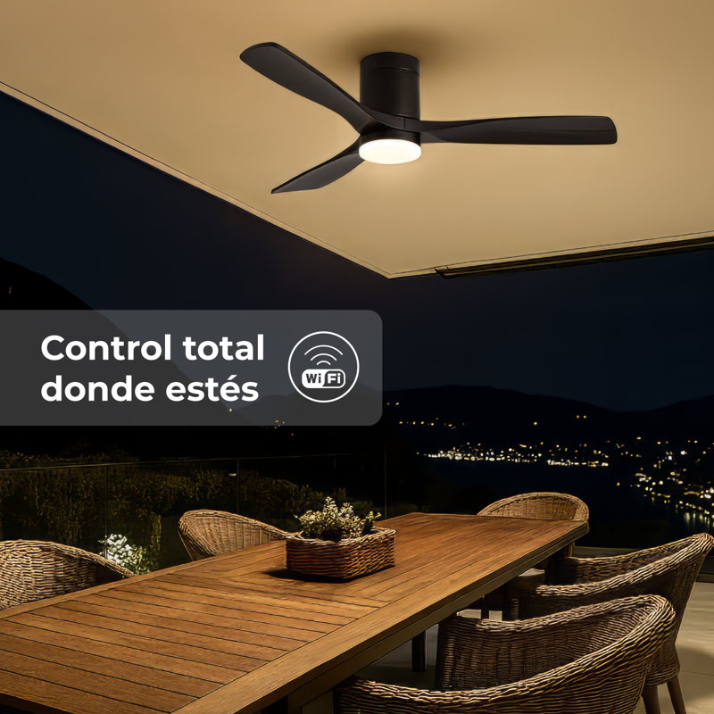 Ventilador Terraza Madera Vento Illuminato Color Negro - image-2