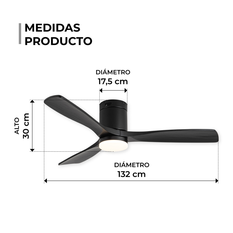 Ventilador Terraza Madera Vento Illuminato Color Negro - image-4
