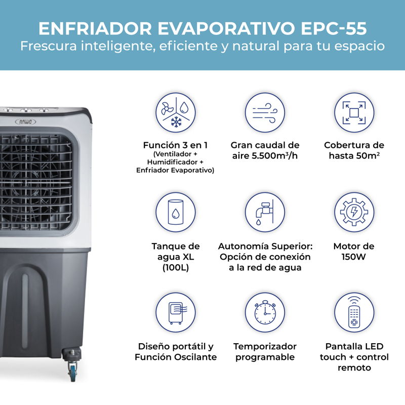 Enfriador Evaporativo Portatil Comercial 5.500mch - image-3