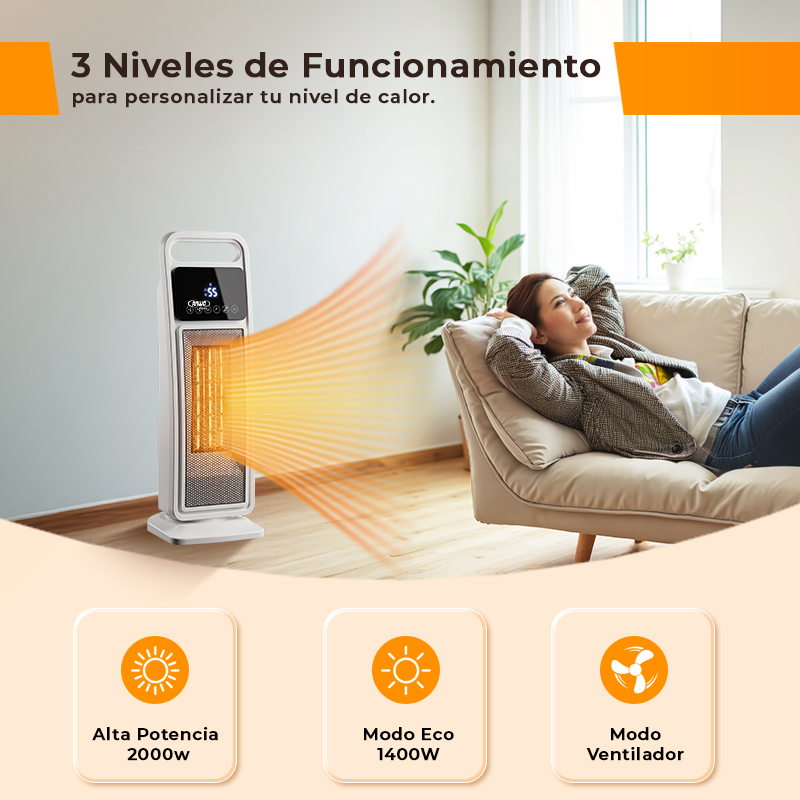 Calefactor Electrico Anwo Ptc 2000w Torre Blanco - image-5