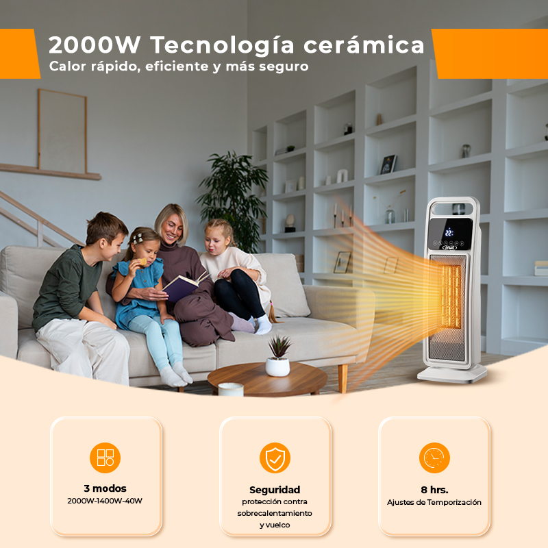 Calefactor Electrico Anwo Ptc 2000w Torre Blanco - image-8