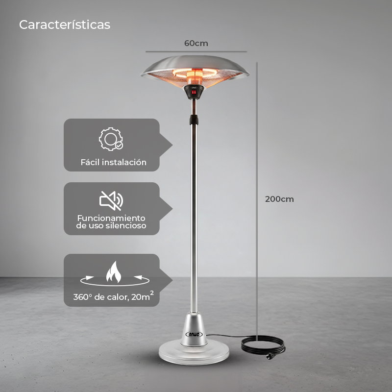 Calefactor Exterior De Pie 2000 Watts Altura Ajustable Phh2000bs - image-5