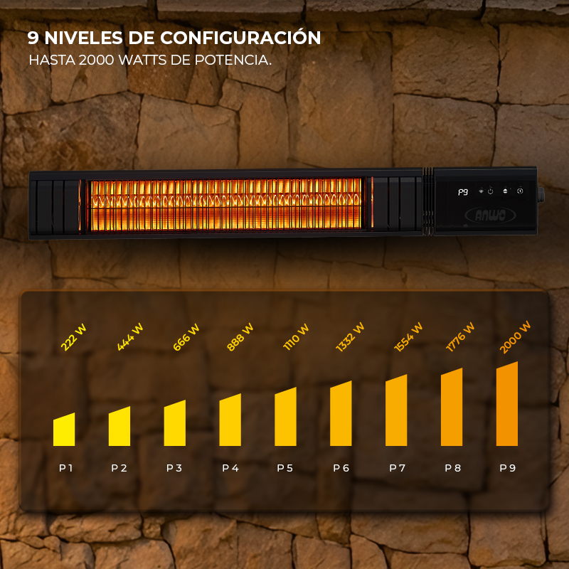 Calefactor De Terraza Muro 2000 Watts Con Wifi T17-gr20b - image-4