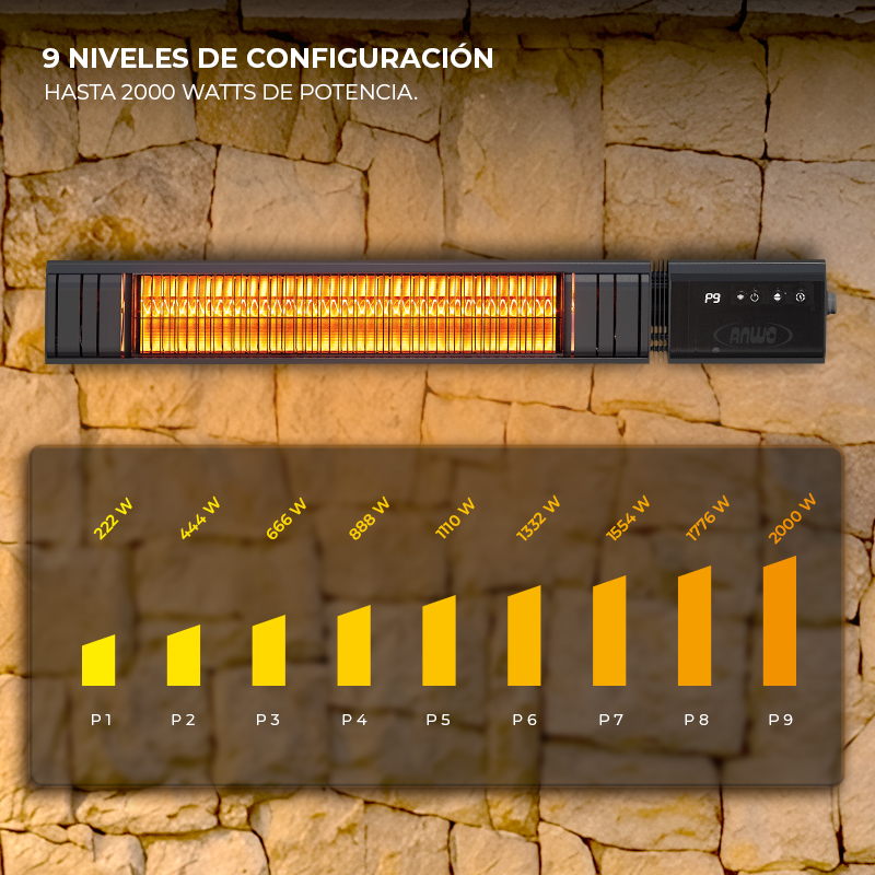 Calefactor De Terraza Muro 2000 Watts Con Wifi T17-gr20b - image-4