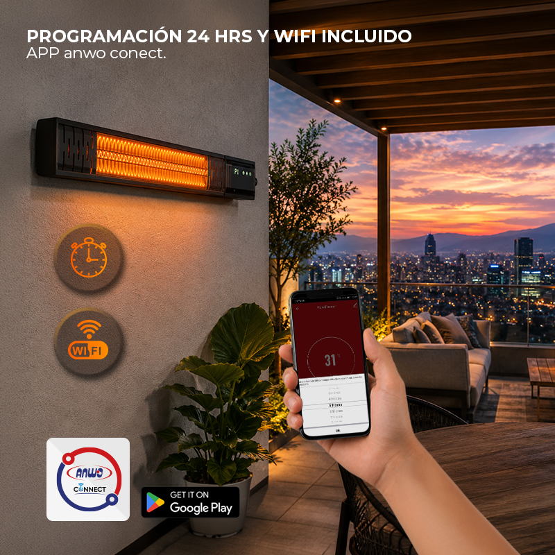 Calefactor De Terraza Muro 2000 Watts Con Wifi T17-gr20b - image-5