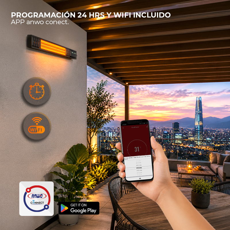 Calefactor De Terraza Muro 2000 Watts Con Wifi T17-gr20b - image-5