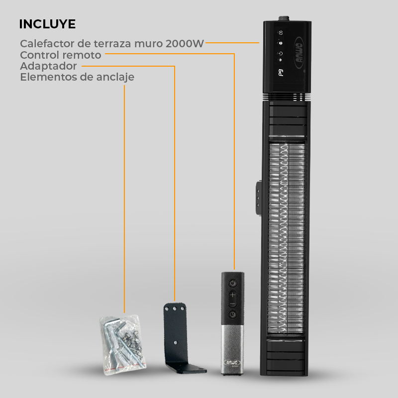Calefactor De Terraza Muro 2000 Watts Con Wifi T17-gr20b - image-7