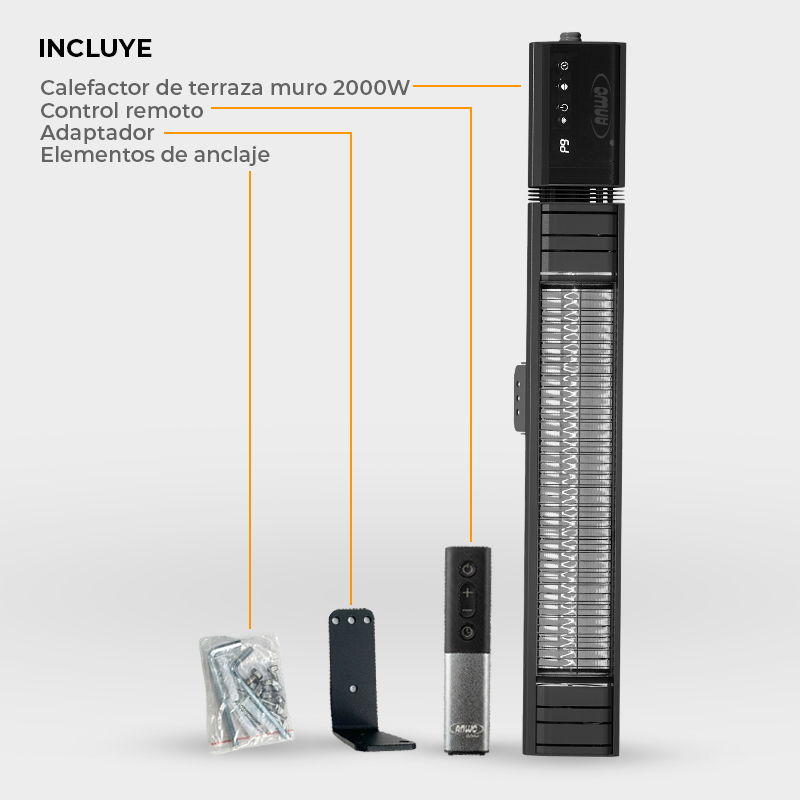 Calefactor De Terraza Muro 2000 Watts Con Wifi T17-gr20b - image-7
