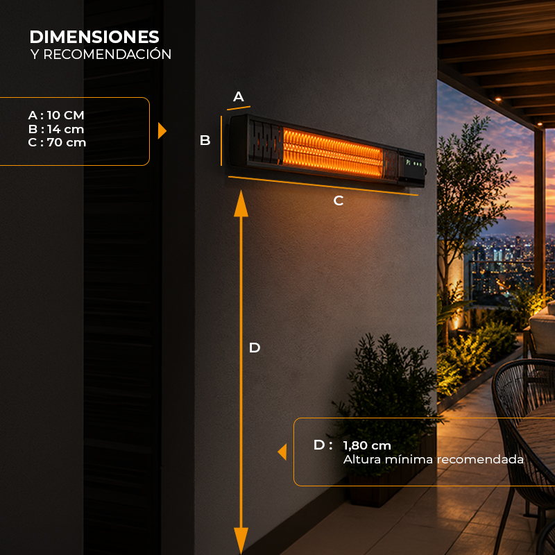 Calefactor De Terraza Muro 2000 Watts Con Wifi T17-gr20b - image-8