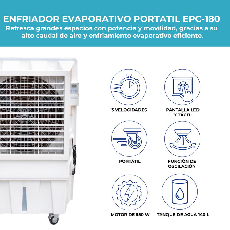 Enfriador Evaporativo Portatil Comercial 18.000mch - image-4