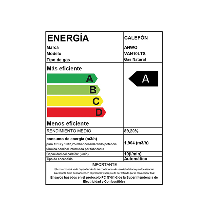 Calefón Anwo 10 L/m Hitech Hydro 18 Tiro Forzado Lpg - image-4