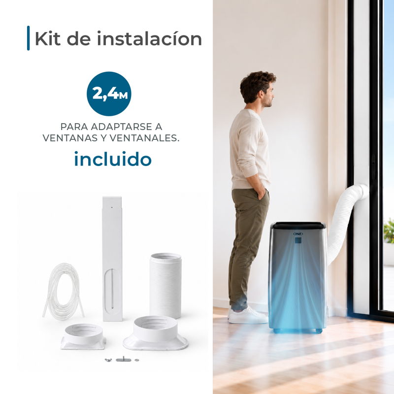 Aire Acondicionado Portátil 14000 Btu Con Wifi Y Kit 2.5 M Gris - image-5